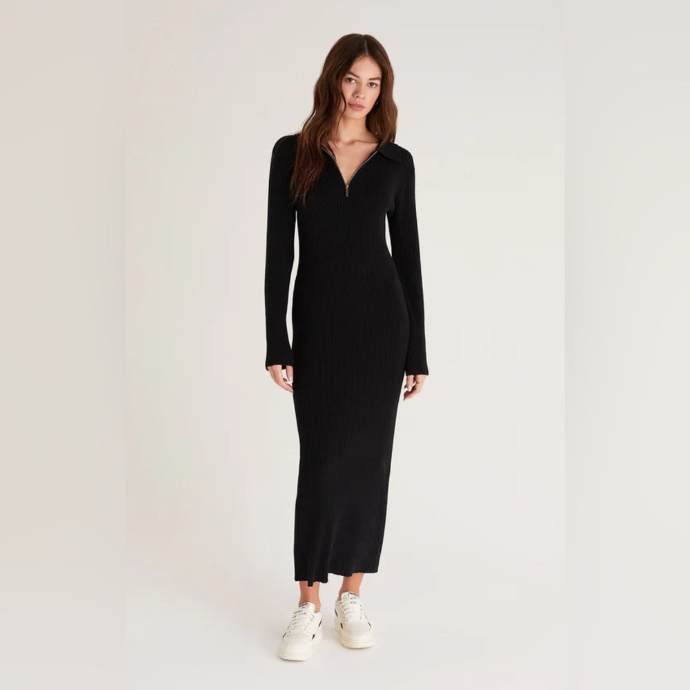NWT Z Supply Runaway Zip Henley Black Dress (size small) - Picture 2 of 8